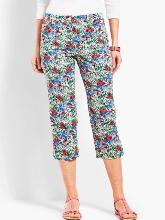 Talbots Pants - Talbots Perfect Skimmer Pedal Pusher Floral Pants Size 6 Spring Bloomcore Beachy